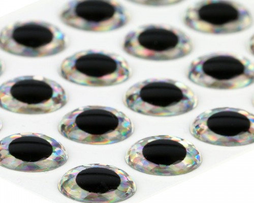 3D Epoxy Eyes, Holographic Silver, 9 mm
